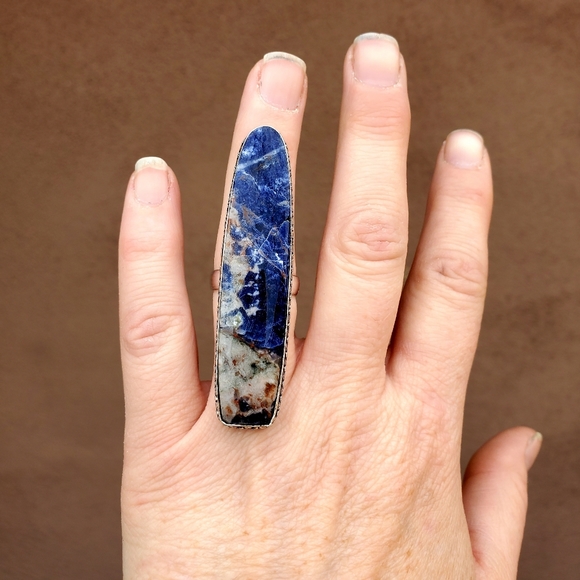 New Huge Sodalite 925  Silver Statement Ring. - Picture 8 of 16